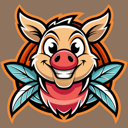 Vector Illustration of a Cartoon Mascot Pig Flying with Wingsのイラスト素材