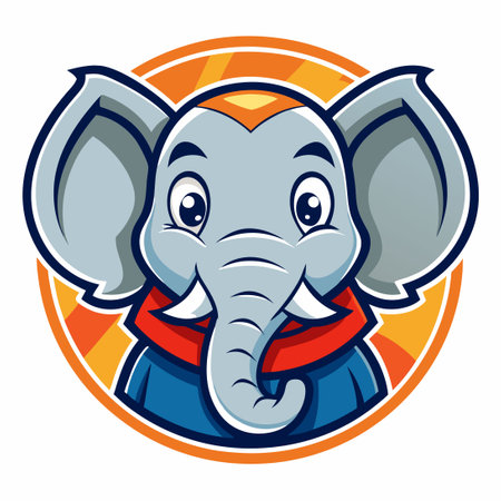 Fun and Colorful Cartoon Elephant Vector Logo Illustrationのイラスト素材