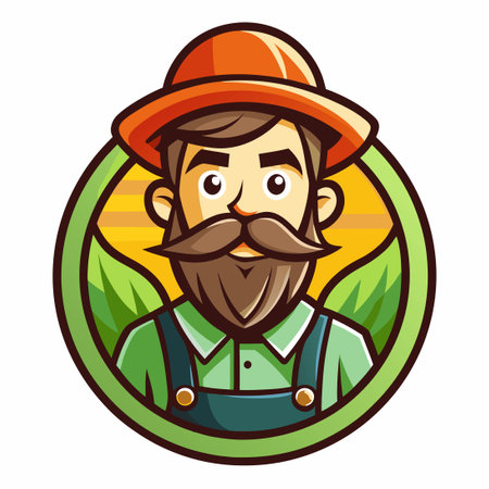 Vector Illustration of a Farmer Mascot with a Cartoonish Styleのイラスト素材