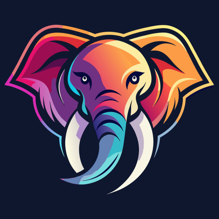 Colorful Gradient Vector Logo Illustrating a Majestic Elephantのイラスト素材
