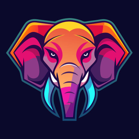 Colorful Gradient Vector Logo Illustration of an Elephant with Intricate Detailのイラスト素材