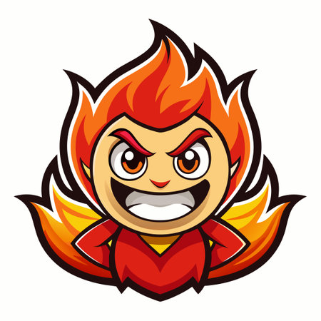 Fiery Flamze Mascot Cartoon Character with Stylish Vector Logo Illustrationのイラスト素材