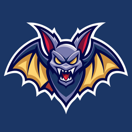 Striking Black Bat Mascot Logo Design with Dynamic Wingsのイラスト素材