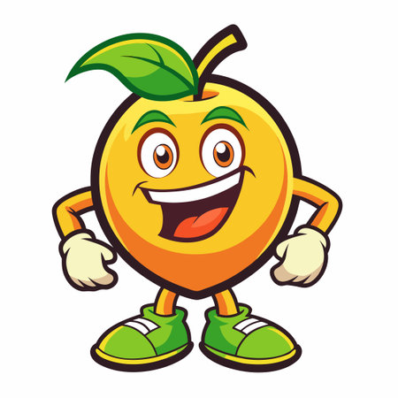 Vector Logo Illustration of a Fresh and Friendly Fruit Mascot Cartoonのイラスト素材