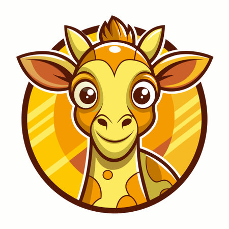 Cartoon-Style Giraffe in Vector Logo Illustrationのイラスト素材