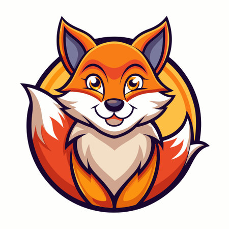 Energetic Fox Cartoon Mascot Vector Logo Illustration for Websiteのイラスト素材
