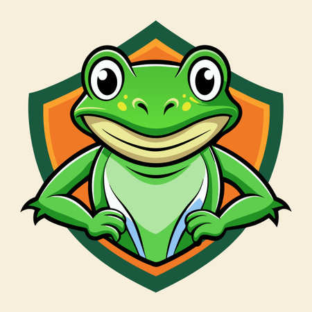 Cute and Playful Frog Character Vector Mascot Illustration in Cartoon Styleのイラスト素材