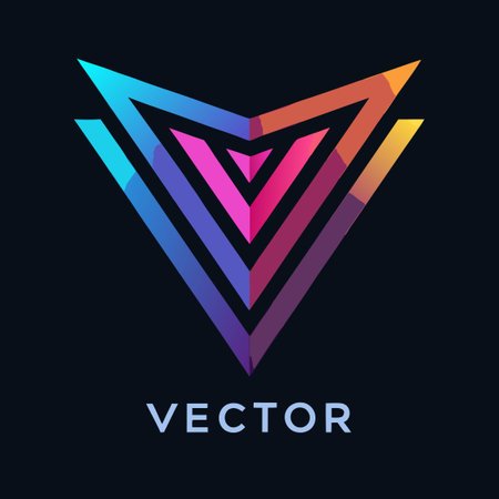 Abstract vector logo design template. Colorful geometric shape on dark background.
