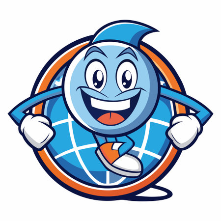 Vector Cartoon Globe Mascot Illustration with Stylized Globe Designのイラスト素材