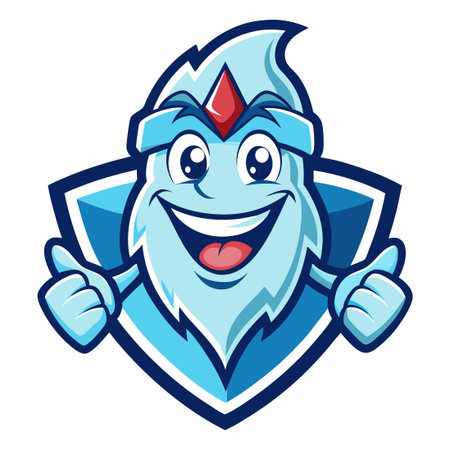 Cheerful and Festive Ice Cream Mascot Cartoon Illustrationのイラスト素材