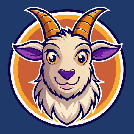 Vector Illustration of a Friendly Cartoon Goat Mascot with a Cheerful Expressionのイラスト素材