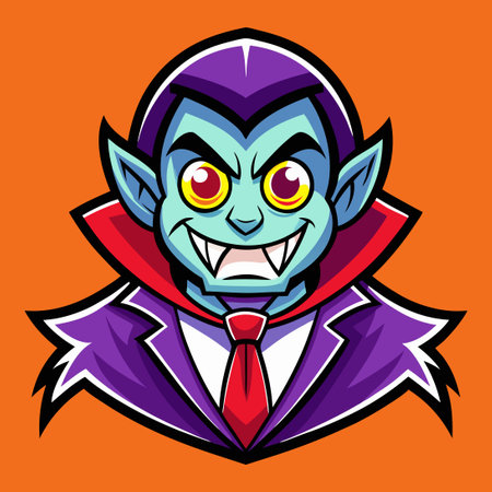 Spooky Vector Logo Illustration of a Halloween Mascot Cartoon with Intricate Detailsのイラスト素材