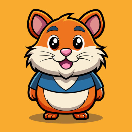 Cute Vector Cartoon Illustration of a Hamster Mascot with Starry Eyesのイラスト素材