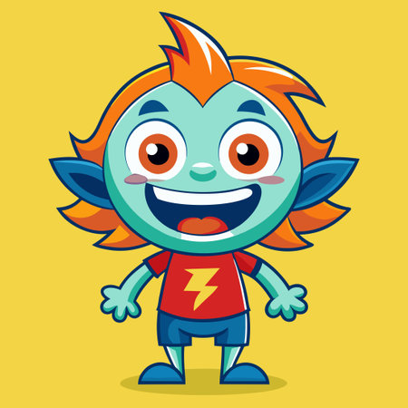 Cheerful Cartoon Mascot with a Vectorized Logo Illustrationのイラスト素材