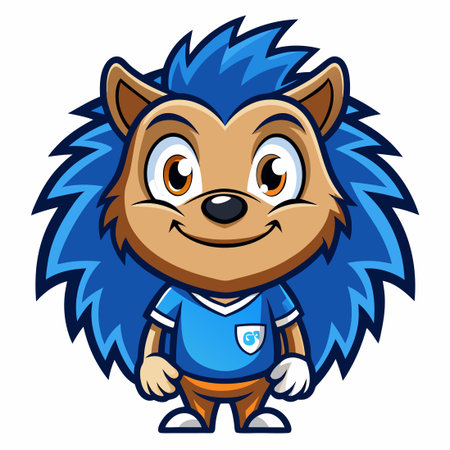 Cartoon Vector Illustration of an Adorable Hedgehog Mascot with a Friendly Smileのイラスト素材