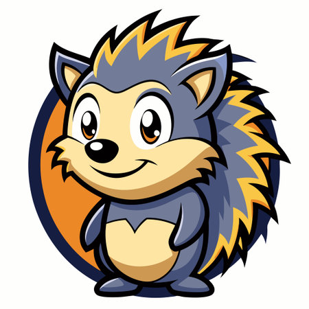 Energetic Vector Logo Mascot Featuring a Playful Hedgehog Cartoonのイラスト素材