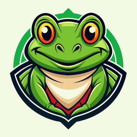 Vibrant Vector Logo Illustration of a Cartoon Frog Mascotのイラスト素材