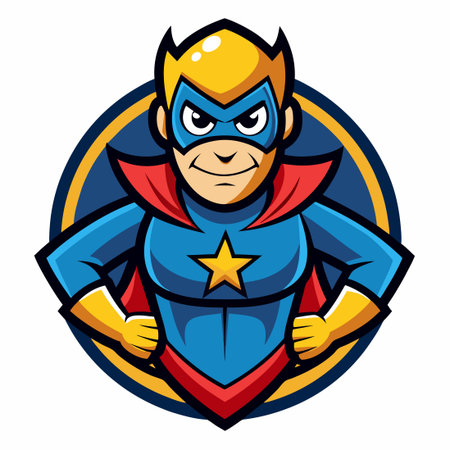 Superhero Mascot Character in Vector Logo Illustration Styleのイラスト素材