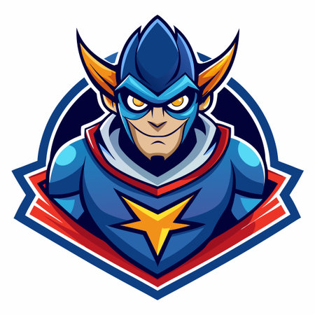 Vector Logo Illustration of Hero Max, a Cartoon Mascot Superheroのイラスト素材
