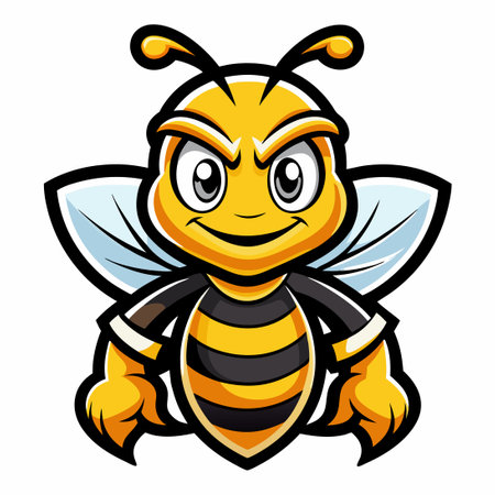 Cartoon Illustration of a Vector Logo Mascot Featuring a Honey Beeのイラスト素材