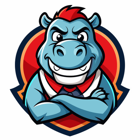 Cute and Friendly Vector Hippo Mascot Illustration with Cartoonish Styleのイラスト素材