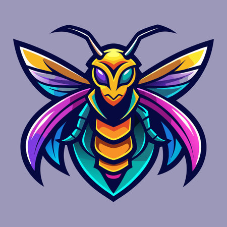 Vibrant Gradient Hornet Illustration with Intricate Detailsのイラスト素材