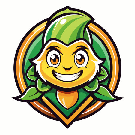 Cute and Playful Honey Dew Mascot Character with Big Eyes in Vector Logo Illustrationのイラスト素材