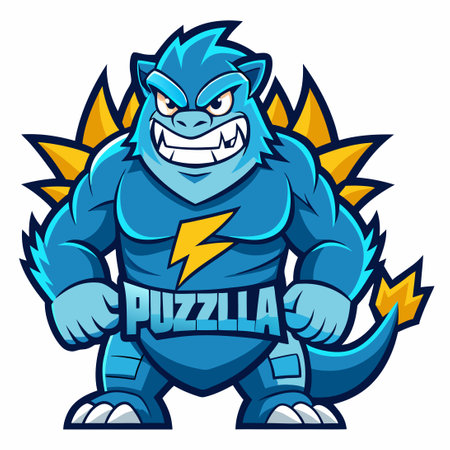 Cute and Friendly Hugzilla Mascot Cartoon Character in Vector Logo Designのイラスト素材