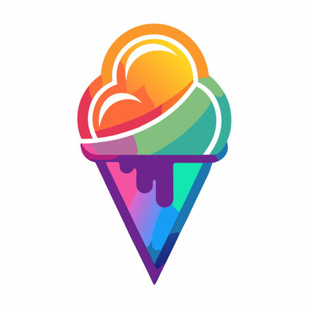 Gradient Ice Cream Vector Logo Illustration with Vibrant Colorsのイラスト素材