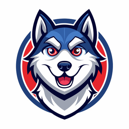 Fierce and Friendly Husky Mascot Cartoon Illustration in Vibrant Vector Styleのイラスト素材