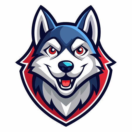 Vector Logo Design Featuring a Husky Mascot in Cartoon Styleのイラスト素材