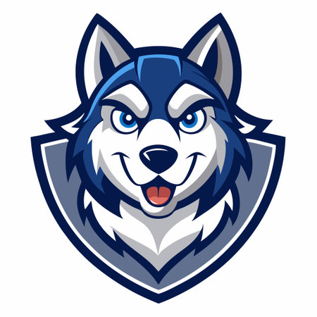 Vector Logo Illustration of a Husky Mascot Cartoon Styleのイラスト素材