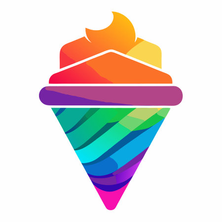 Gradient Vector Illustration of a Delectable Ice Cream Cone in Vibrant Colorsのイラスト素材