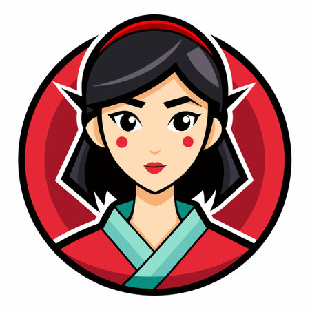 Mascot Japanese Woman in Traditional Clothing Driving a Vintage Carのイラスト素材