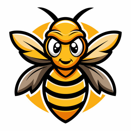 Minimalist Vector Logo Illustration of a Bee Mascotのイラスト素材