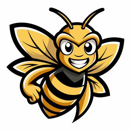 Minimalist Vector Illustration of a Friendly Bee Mascotのイラスト素材