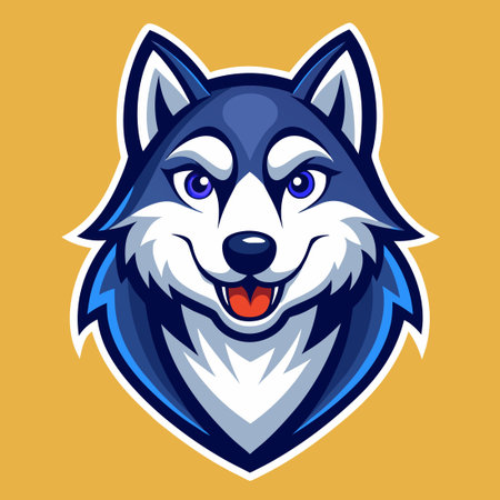 Vector illustration of a blue and white siberian husky head mascot.のイラスト素材