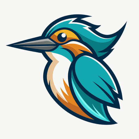 Minimalist Vector Illustration of a Kingfisher Bird in Flightのイラスト素材