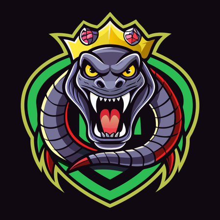Vector Logo Illustration of a Majestic King Cobra for Esports and Sportsのイラスト素材