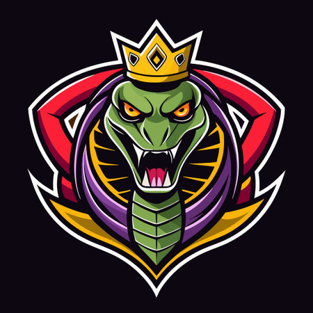 Majestic King Cobra Esport and Gaming Logo Illustration with Venomous Detailsのイラスト素材
