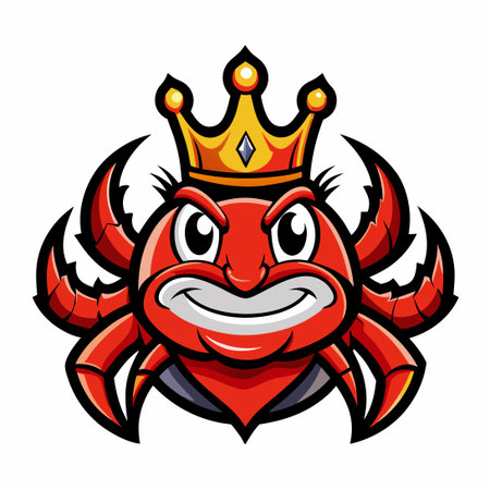 Majestic Vector Logo Illustration Depicting a Cartoon King Crab Mascotのイラスト素材