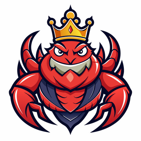Majestic King Crab Mascot: Fierce and Playful Cartoon Illustrationのイラスト素材