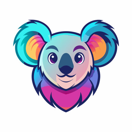 Gradient Koala Vector Logo Illustration with Vibrant Colorsのイラスト素材