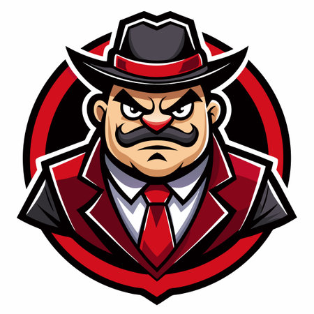Menacing Vector Mafia Mascot Cartoon Character with Sharp Suit and Cigarのイラスト素材