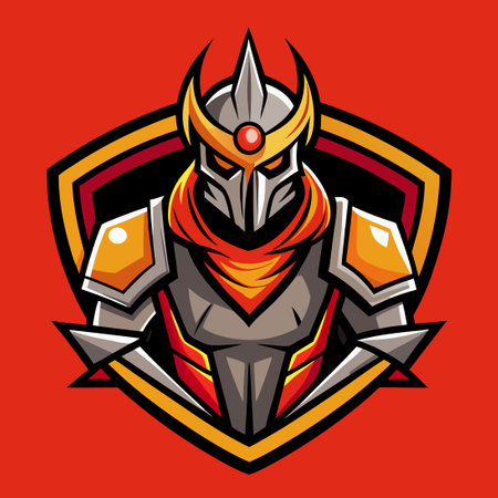 Minimalist Knight Mascot Logo Illustration in Simple Styleのイラスト素材