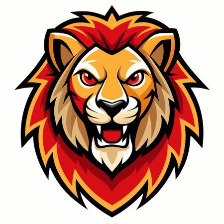 Ferocious Lion Mascot with Vector Logo Illustration in Cartoon Styleのイラスト素材
