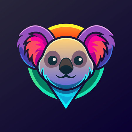 Vibrant Gradient Vector Illustration of a Koala Bear with Colorful Stripesのイラスト素材
