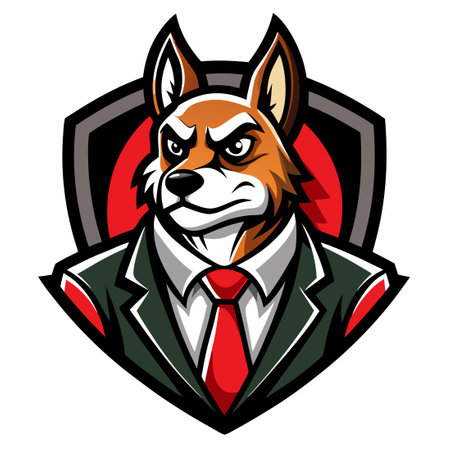 Cartoon Mafia Dog Mascot Vector Logo Illustration with a Cigarのイラスト素材
