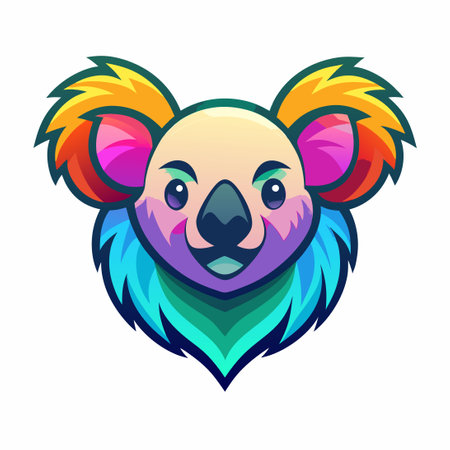 Vibrant Vector Logo Illustration of a Gradient Color Koalaのイラスト素材