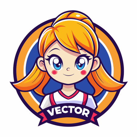 Vector Illustration of an Adorable Cartoon Girl with a Cute Facial Expressionのイラスト素材